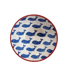 Pfaltzgraff Pad Print Blue Whale Whales 6" Soup Cereal Bowl Embossed NOS